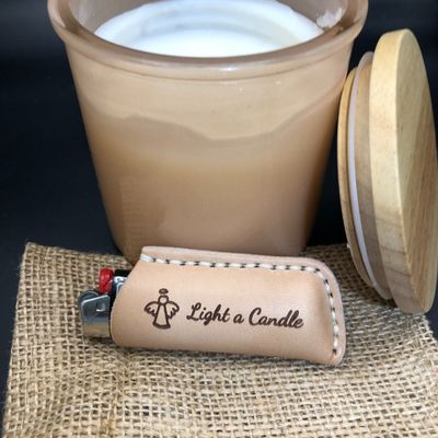 The Lighthouse: Personalized Leather Lighter Case for Candles